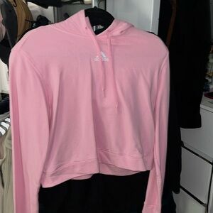 adidas Pink Cropped Hoodie Sweatshirt